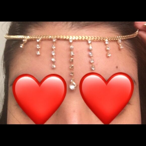 Hair Jewelry Wedding gold plated cubic zirconia head piece chain accessory - Picture 5 of 5